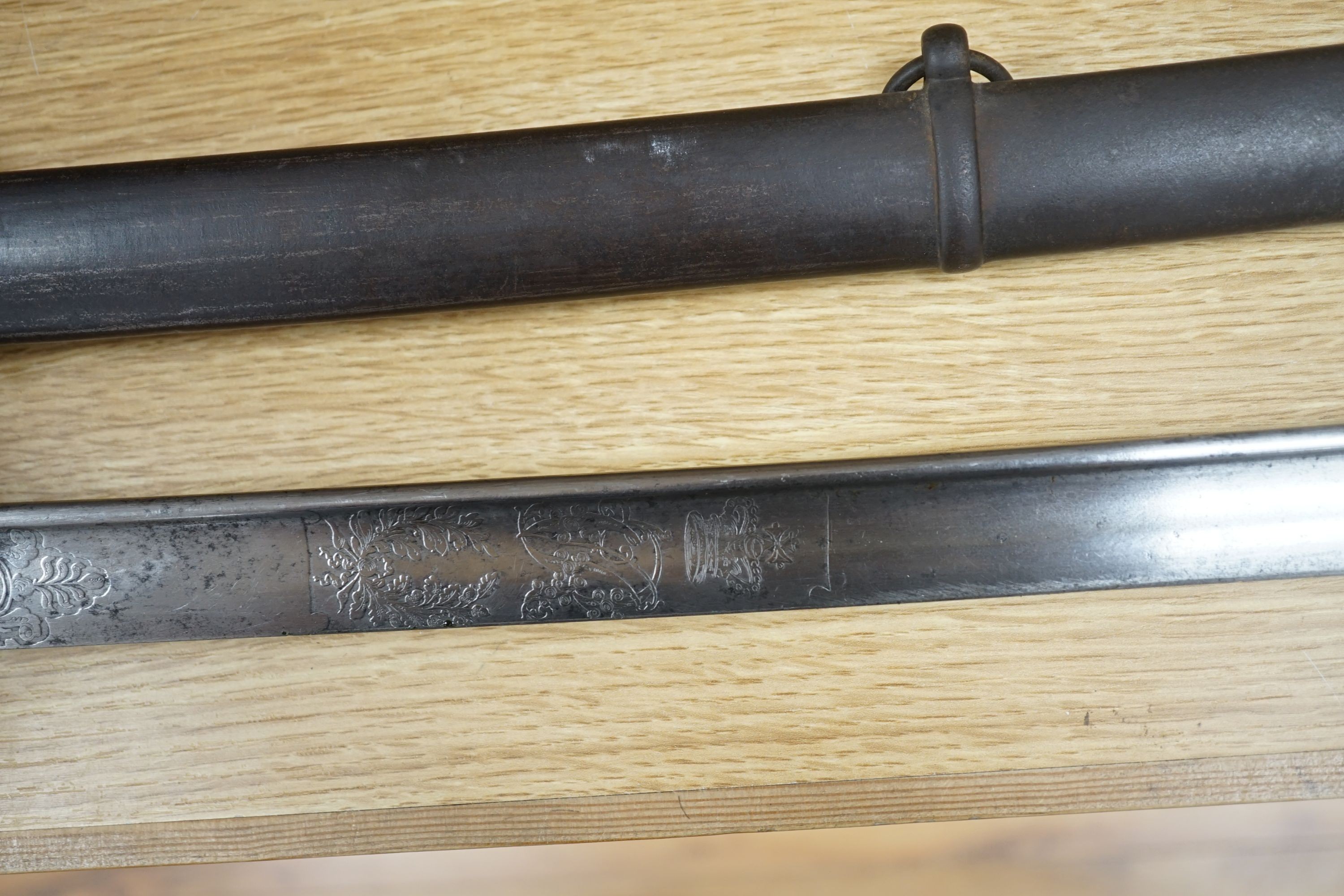 A Victorian cavalry officer’s sword, by Prosser, 106 cms long